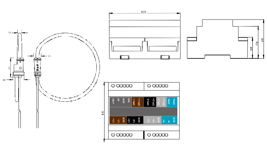 導(dǎo)軌安裝型柔性電流傳感器 DRP504/18尺寸口徑