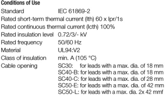 分裂鐵芯電流互感器 SC40-B 、SC50-E產(chǎn)品系列參數(shù)